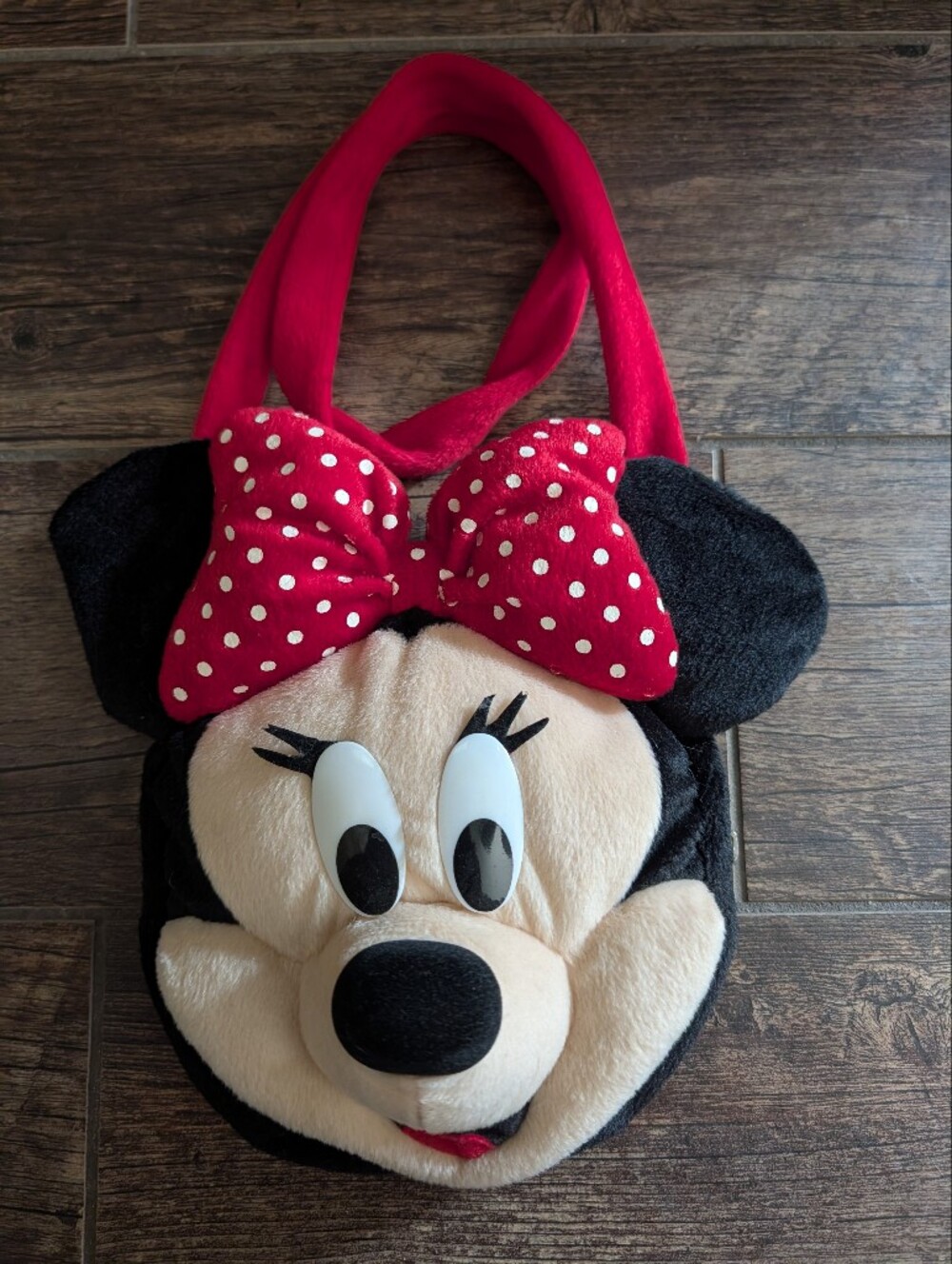 Disney Minnie Mouse Soft Plush Crossbody Purse Bag Red Polka Dot Bow